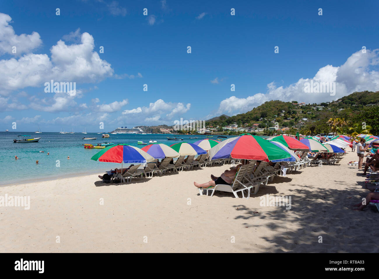 Tropical beach, Grand Anse Bay, Saint George Parish, Grenada, Lesser Antilles, Caribbean Stock Photo