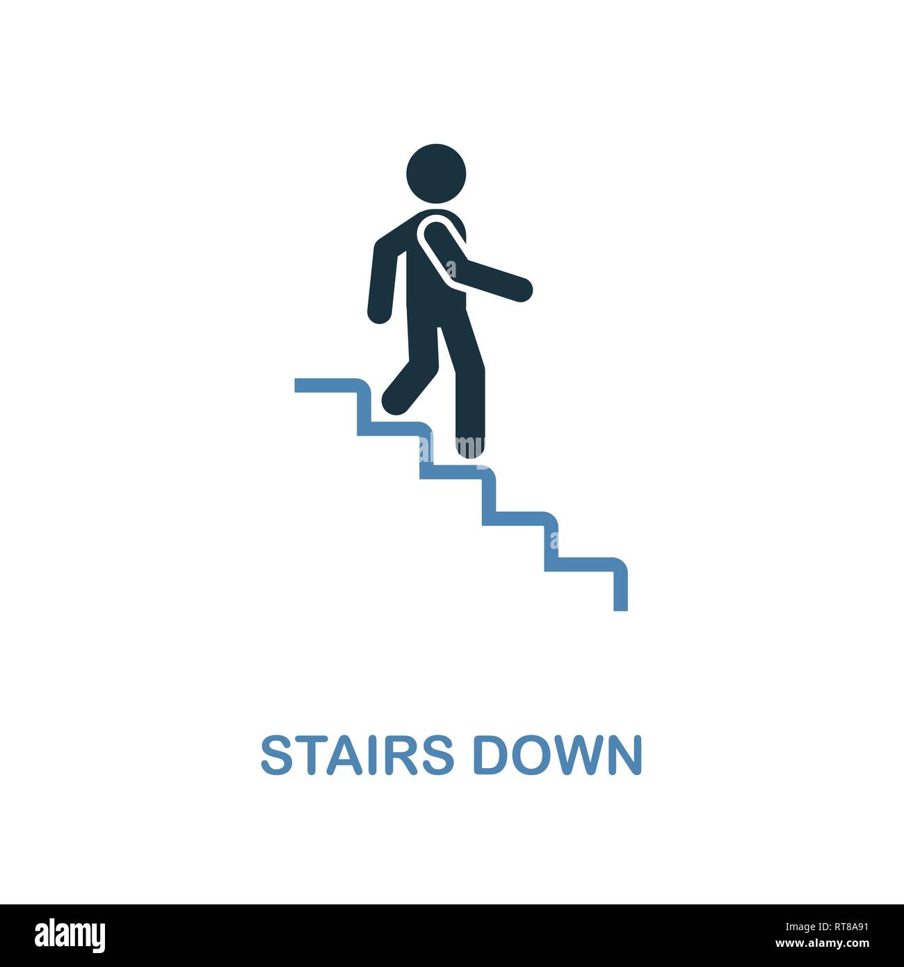 Stairs Down icon. Monochrome style design from shopping center sign icon collection. UI. Pixel perfect simple pictogram stairs down icon. Web design Stock Vector
