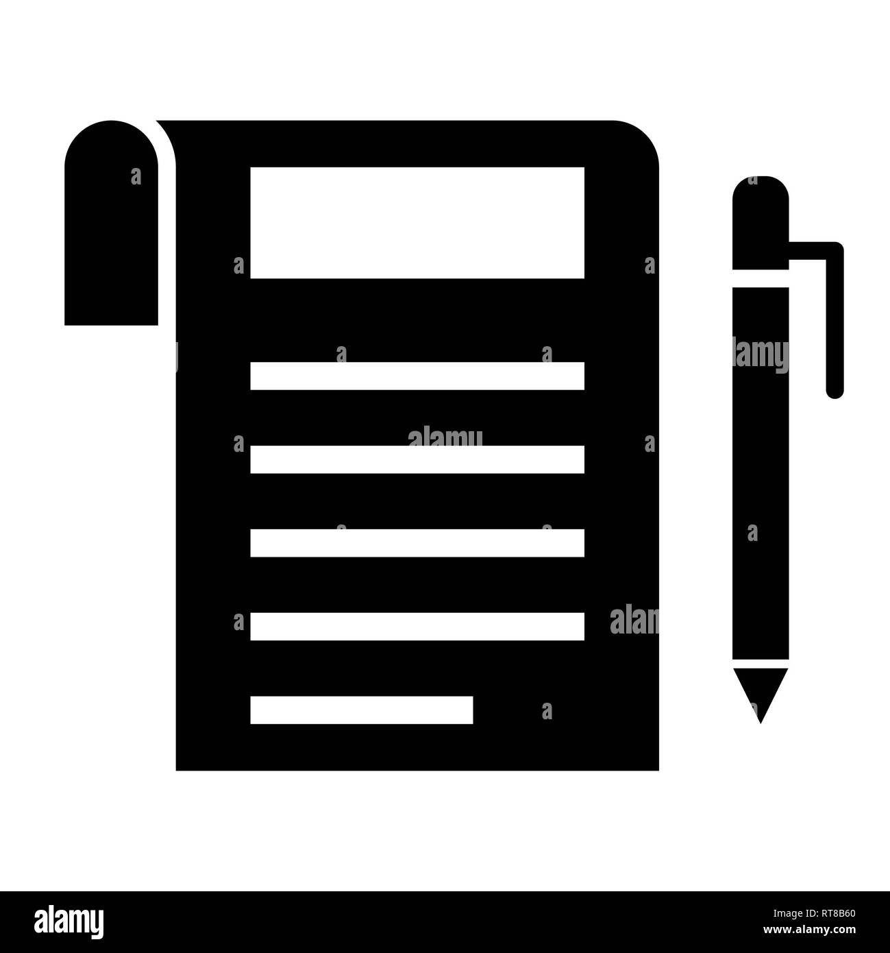Contract Icon, Vector Illustration, Business Glyph Stock Photo