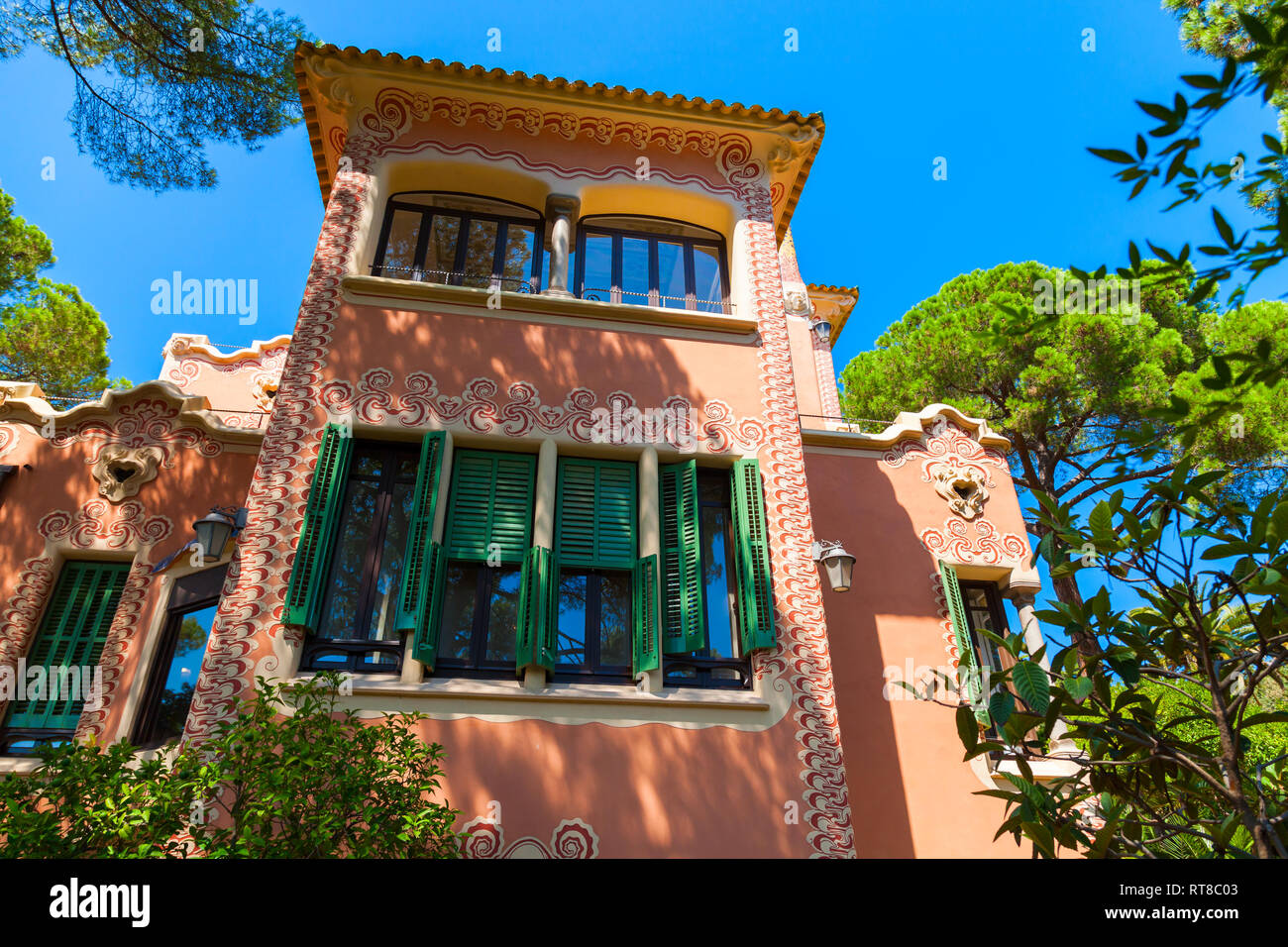 Barcelona, Spain - August 26, 2014: Gaudi House Museum at summer day Stock Photo