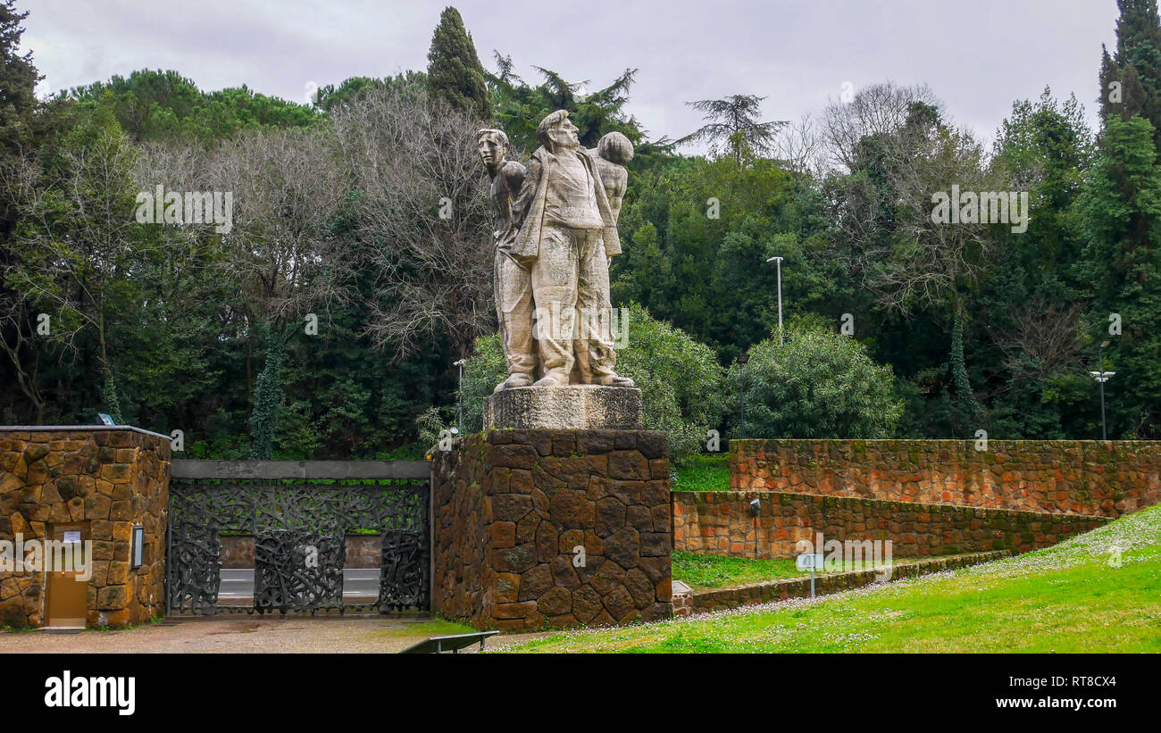 Monument by the massacre of the Farosa Ardeatinas carried out on March 24, 1944 by the Occupation troops of Nazi Germany in Rome, Italy Stock Photo