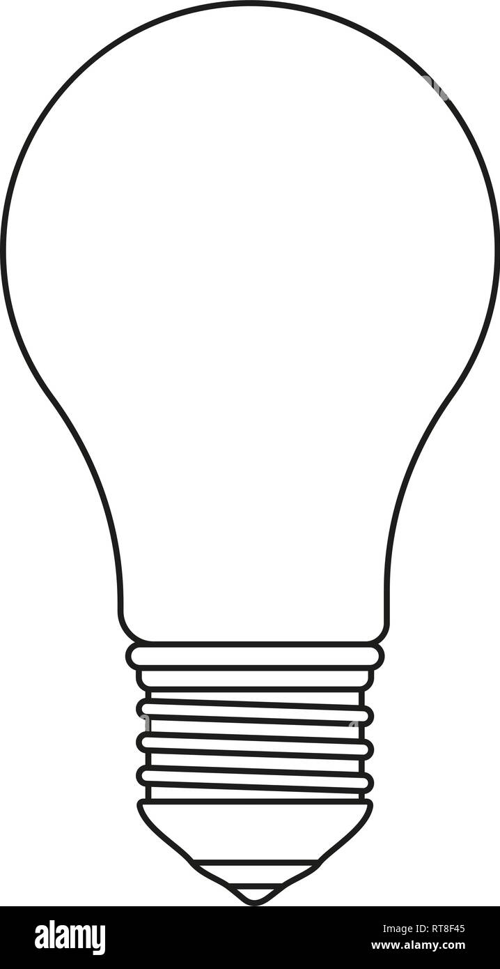 Line art black and white light bulb Stock Vector