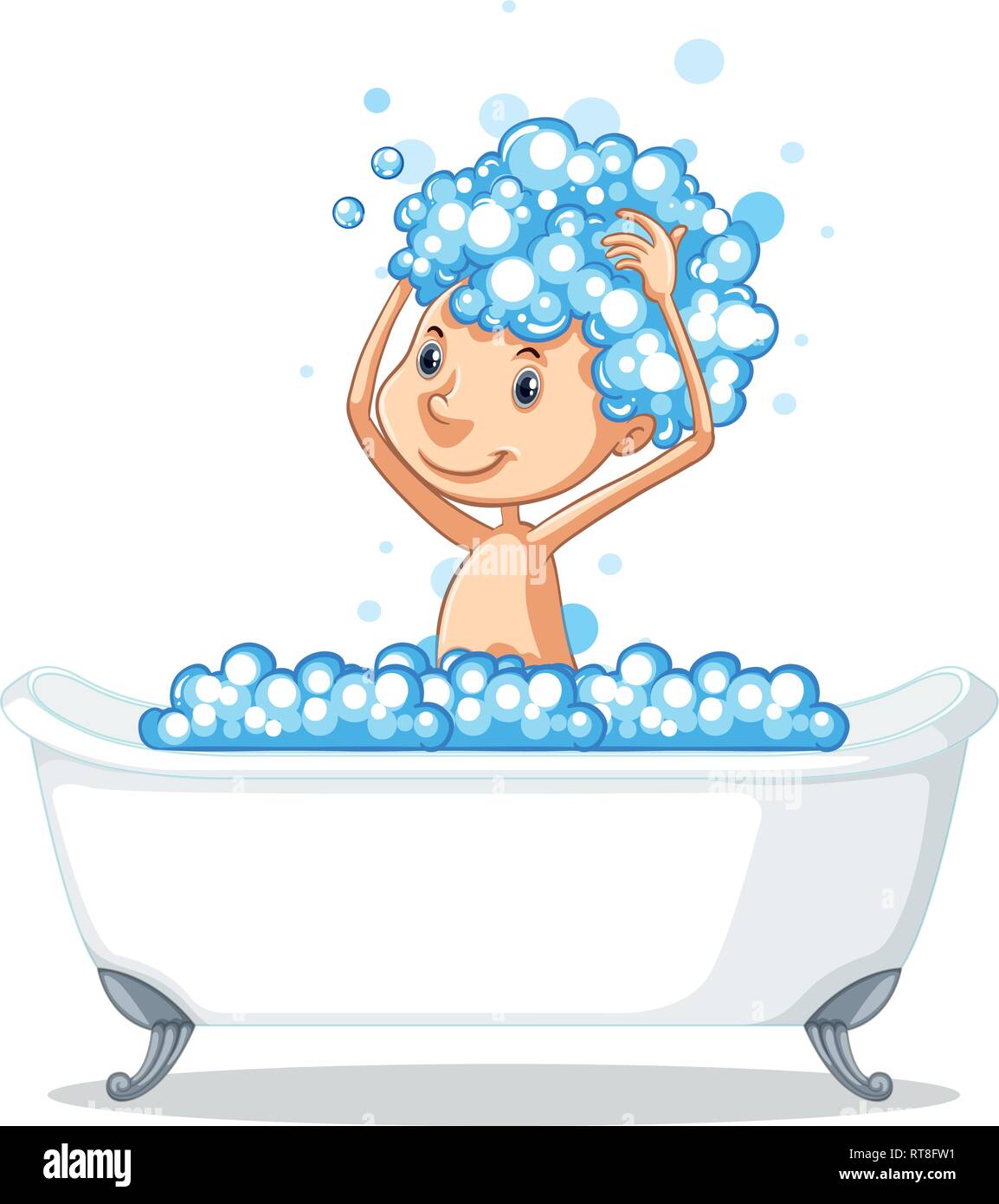 A Boy Take A Bath Illustration Stock Vector Image Art Alamy