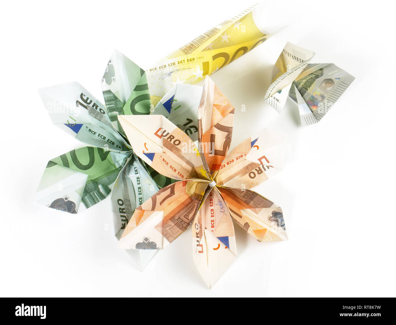 EURO Origami Money Blossoms Stock Photo - Alamy