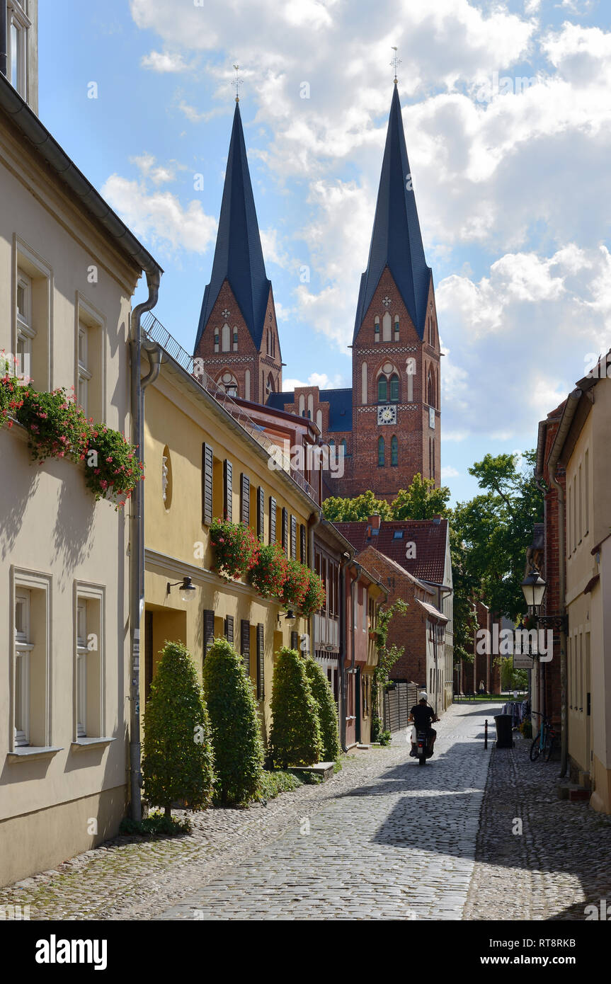 Pictoresque and lovely Siechenstrasse street, Neuruppin, Brandenburg, Germany, Europe Stock Photo