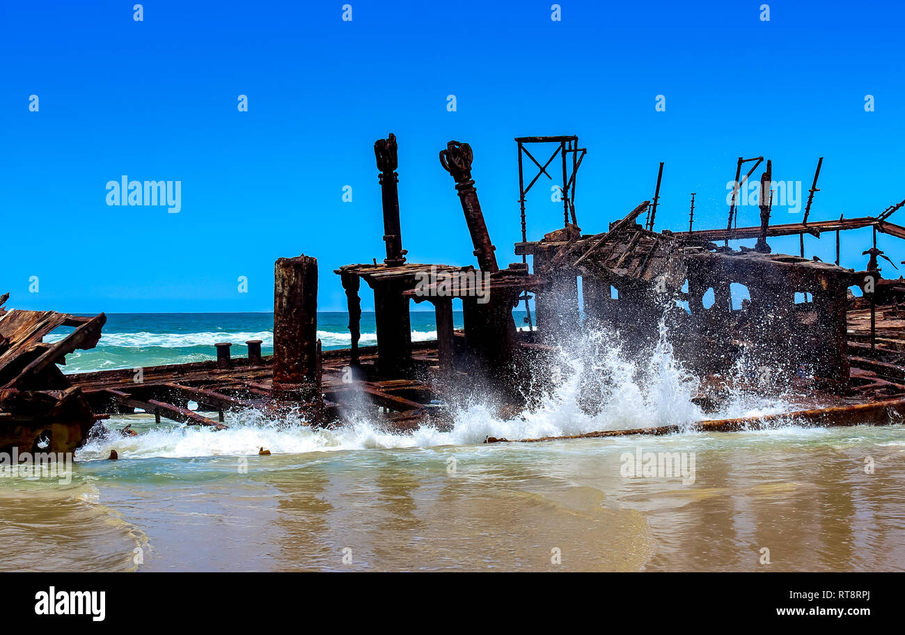 Shipwrecked boats near fraser island australia Stock Photo