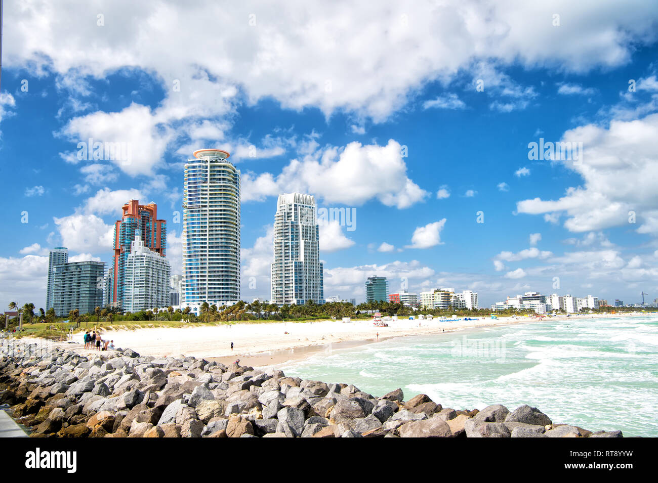 Aerial view of South Miami Beach and skycrappers at sunny day Stock Photo - Alamy