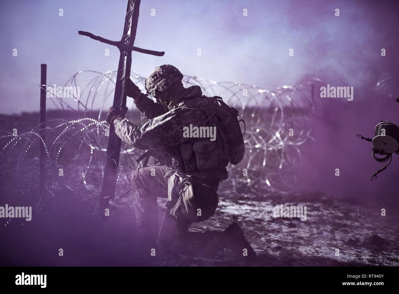 A U.S. Soldier attached to Bravo Company, 3rd Battalion, 187th Infantry ...