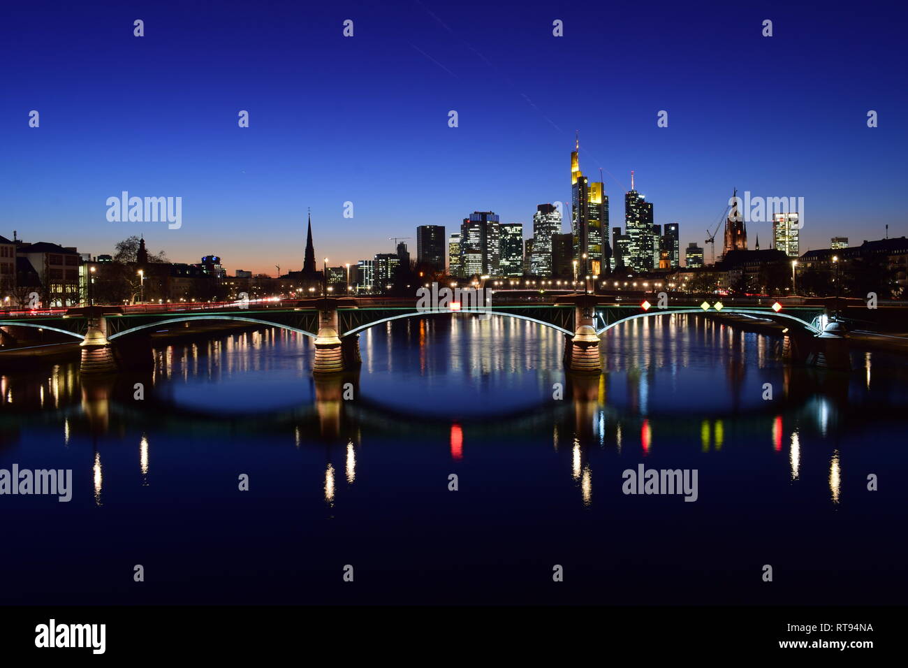 Frankfurt Skyline at Night Stock Photo - Alamy