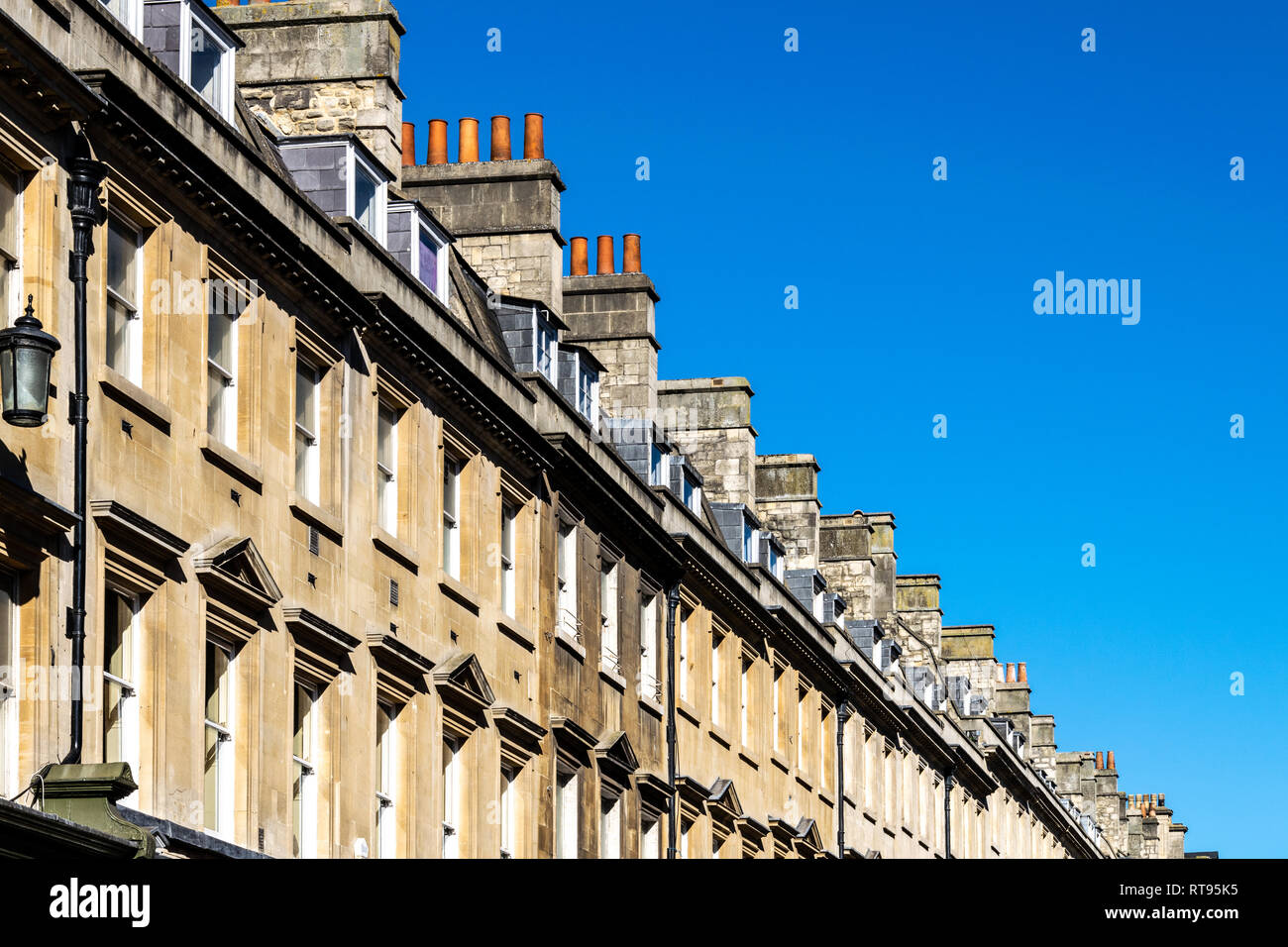 View of the roofline along Milsom Street (south west side), Bath, England Stock Photo