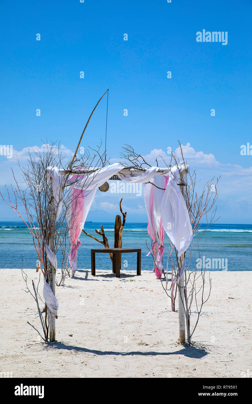 Indonesia The Wedding Decoration On The Beach On The Island Of Gili
