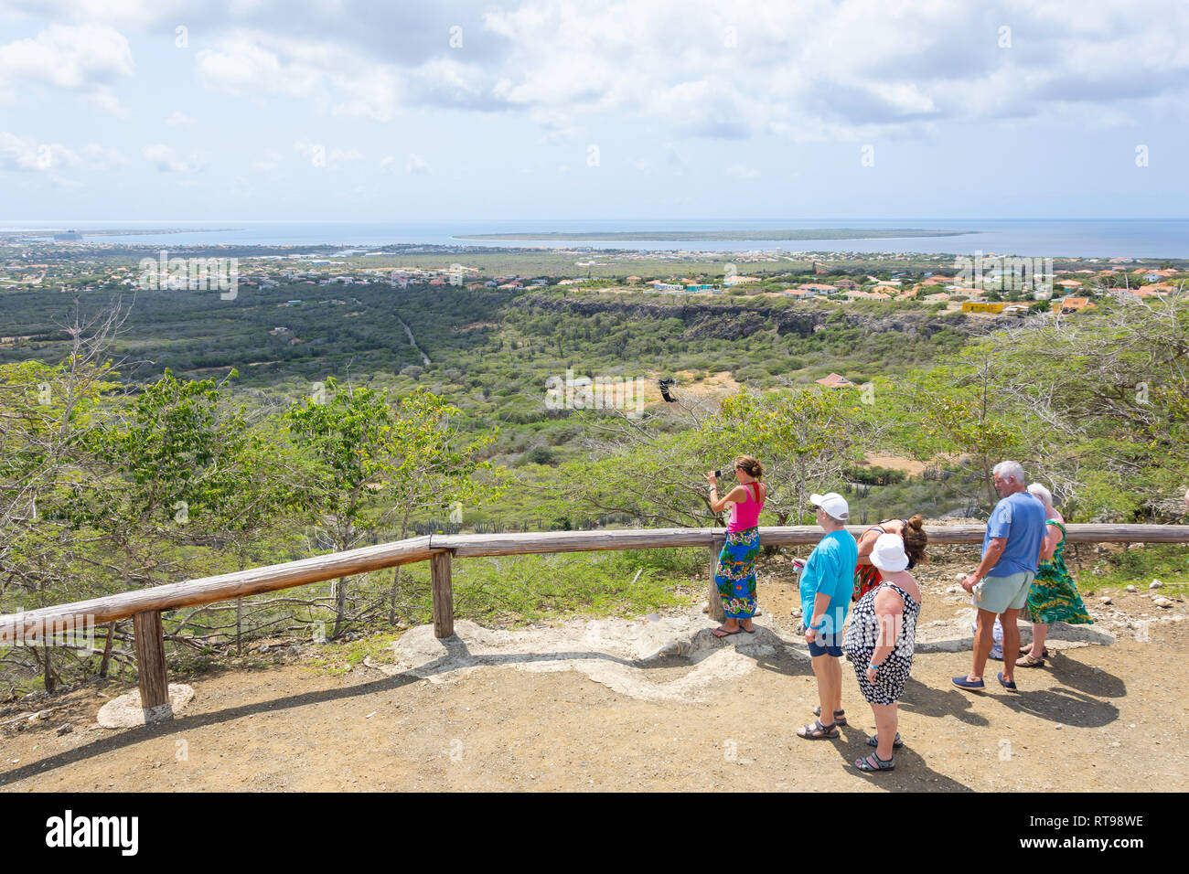 Western shoreline view from Seru Largu lookout, Kralendijk, Bonaire, ABC Islands, Leeward Antilles, Caribbean Stock Photo