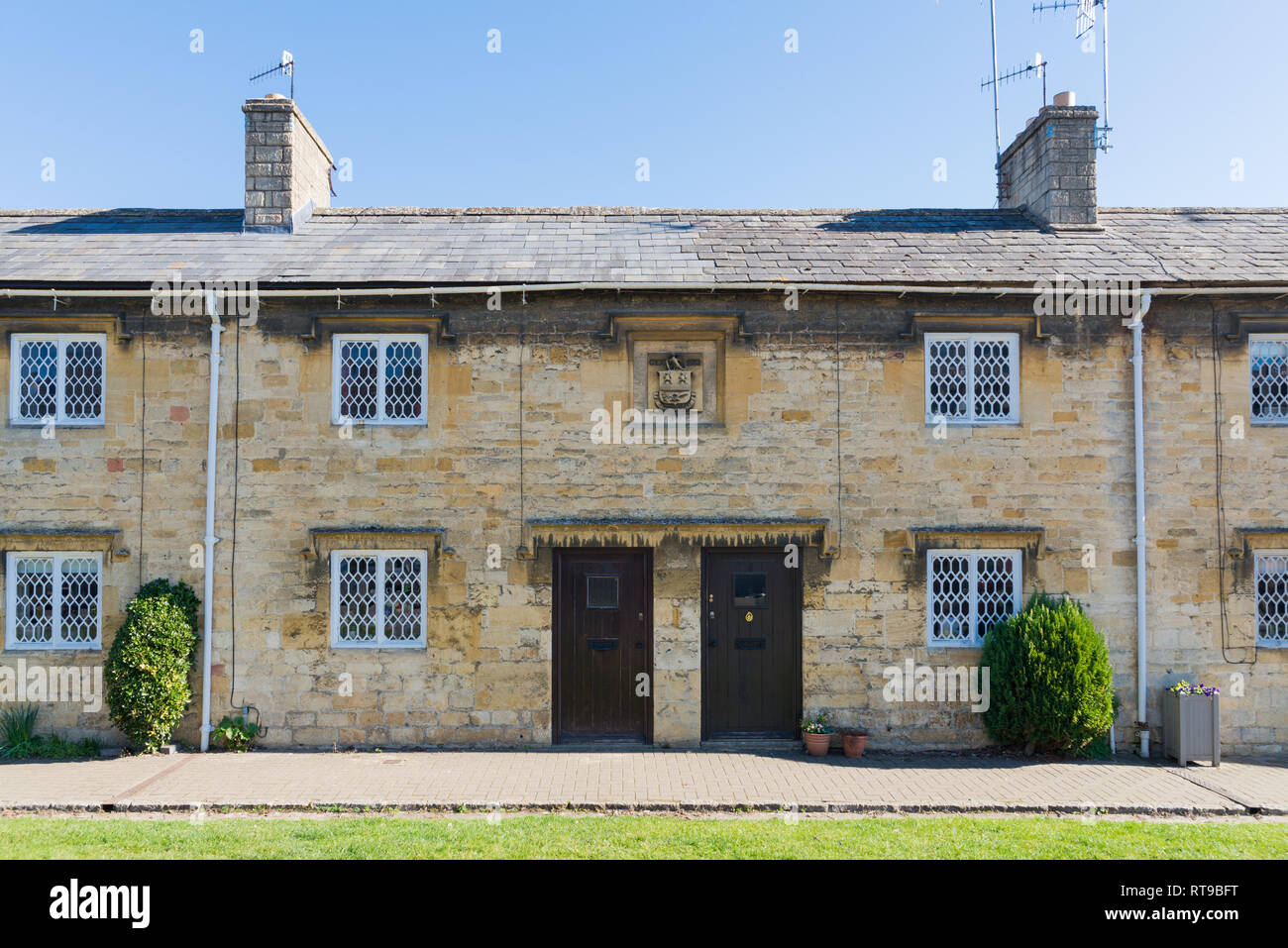 Row of Cotswold stone cottages in the pretty Cotswold market town of Chipping Campden, Gloucestershire Stock Photo
