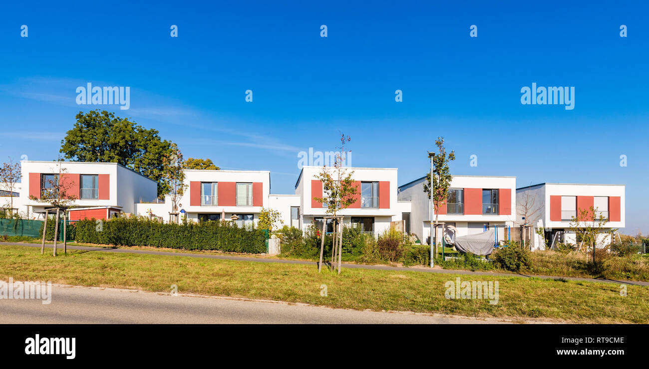 Germany, Stuttgart, development area with row of four one-family houses Stock Photo