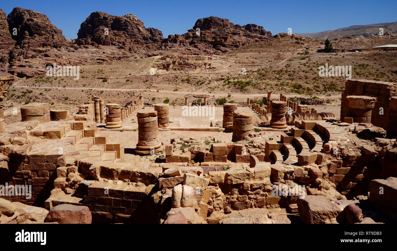 Petra in Jordan, Cave city, roman remains Stock Photo