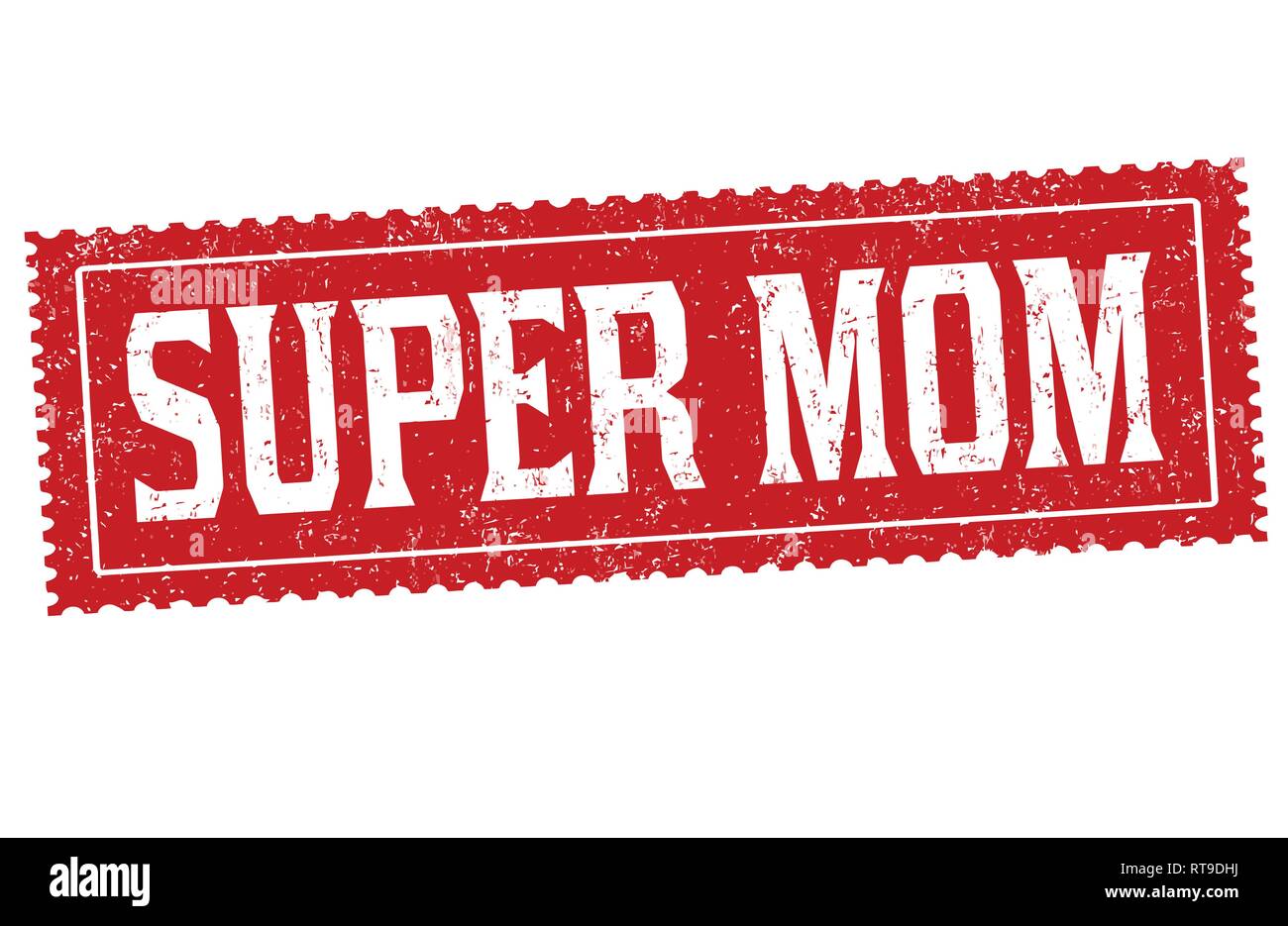 Super mom sign or stamp on white background, vector illustration Stock Vector