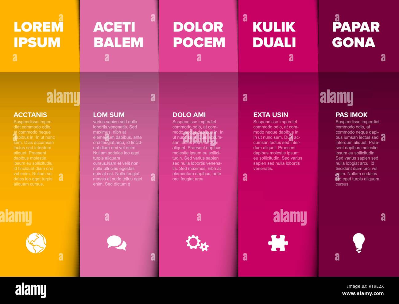 Vector multipurpose Infographic template made from five color content blocks Stock Vector