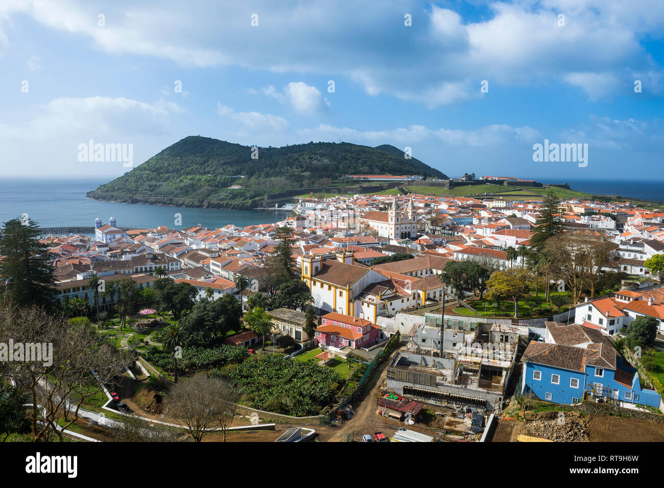 Portugal, Azores, Terceira, Angra do Heroismo, Overlook over the town Stock Photo