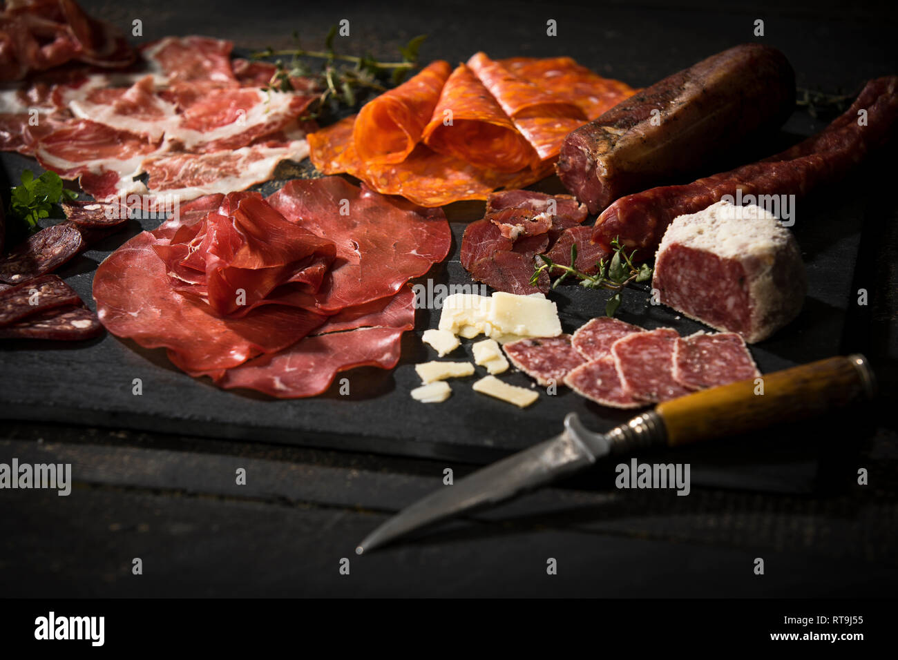 Assorted Italian cold cuts Stock Photo