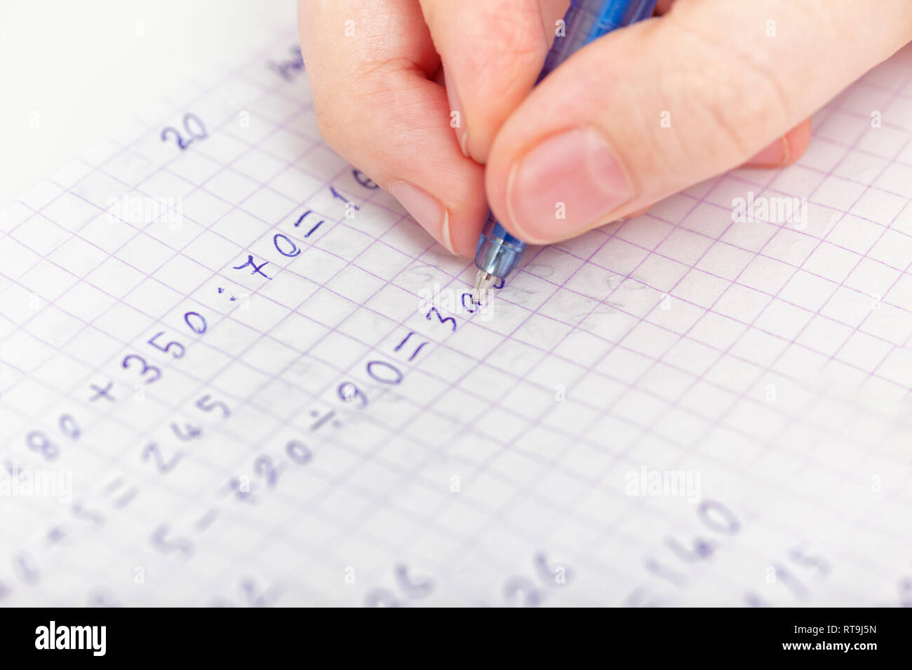 Child Doing Math. Close up Stock Photo