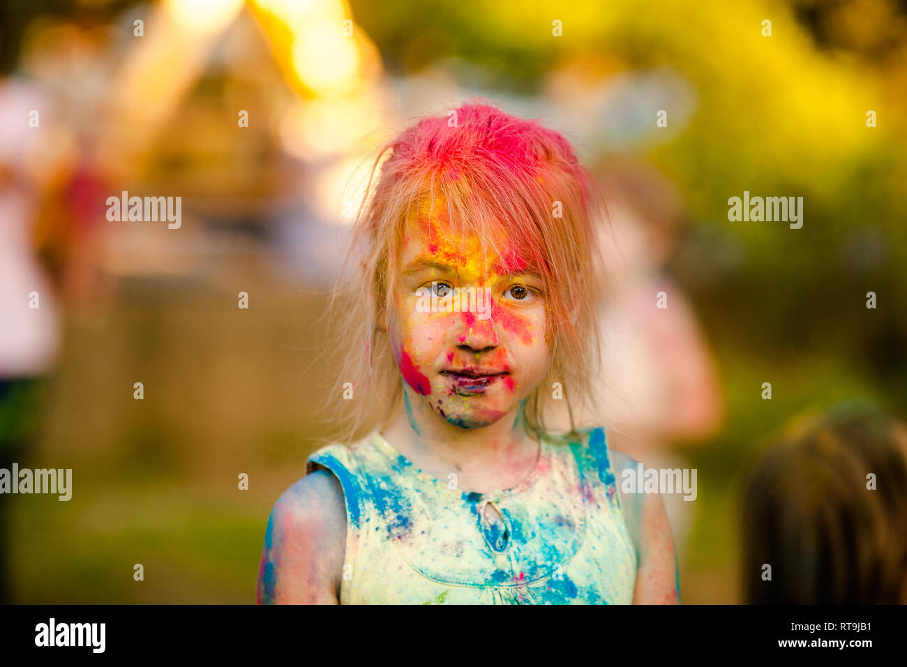 Girl Child Playing Holi Festival Stock Photos Girl Child Playing