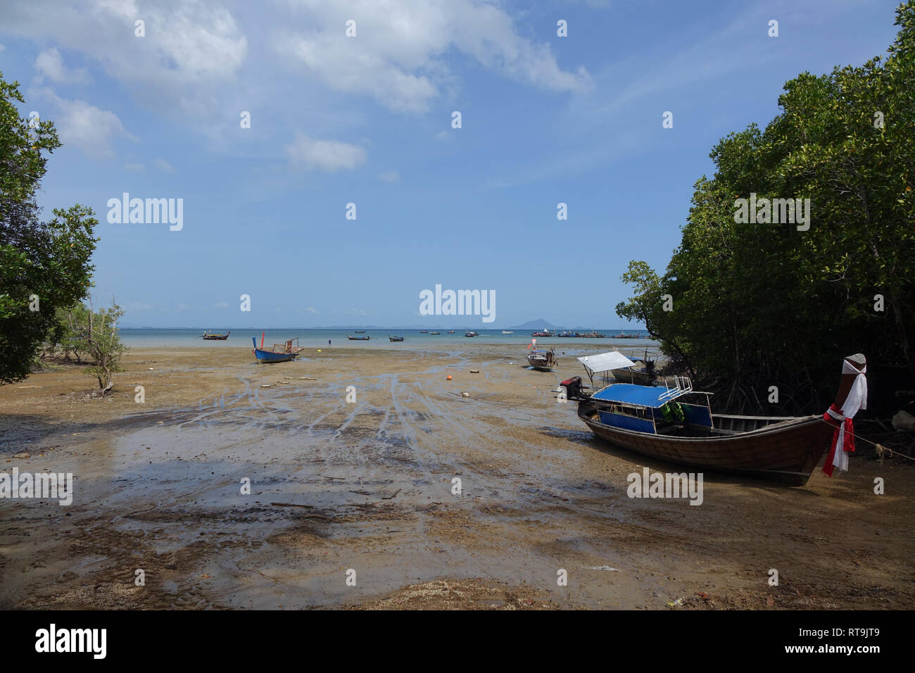 Low tide in East Railay in Krabi, Thailand Stock Photo