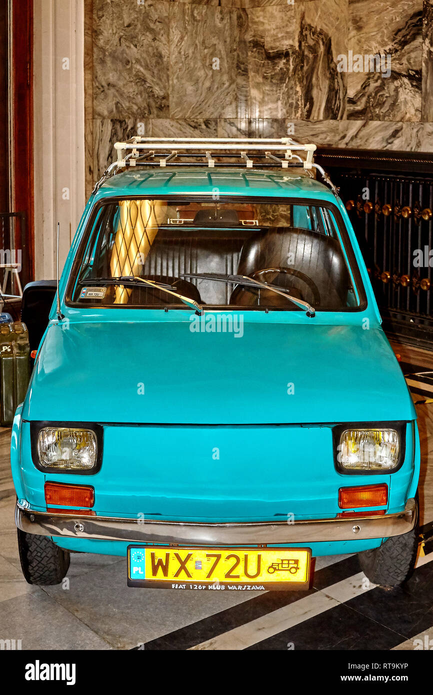 Warsaw, Poland September 17, 2018. Fiat 126 car exhibited in Museum