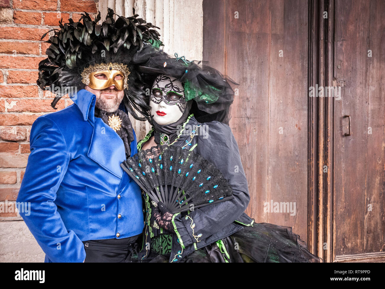 Couple of masks during the Venice (Italy) carnival Stock Photo