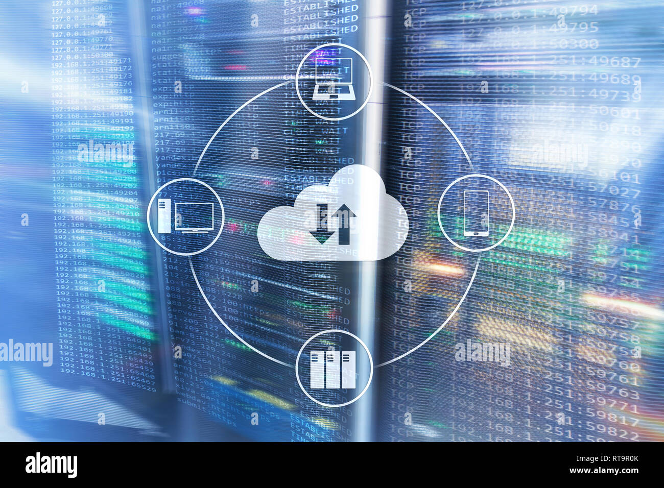 CLoud server and computing, data storage and processing. Internet and ...