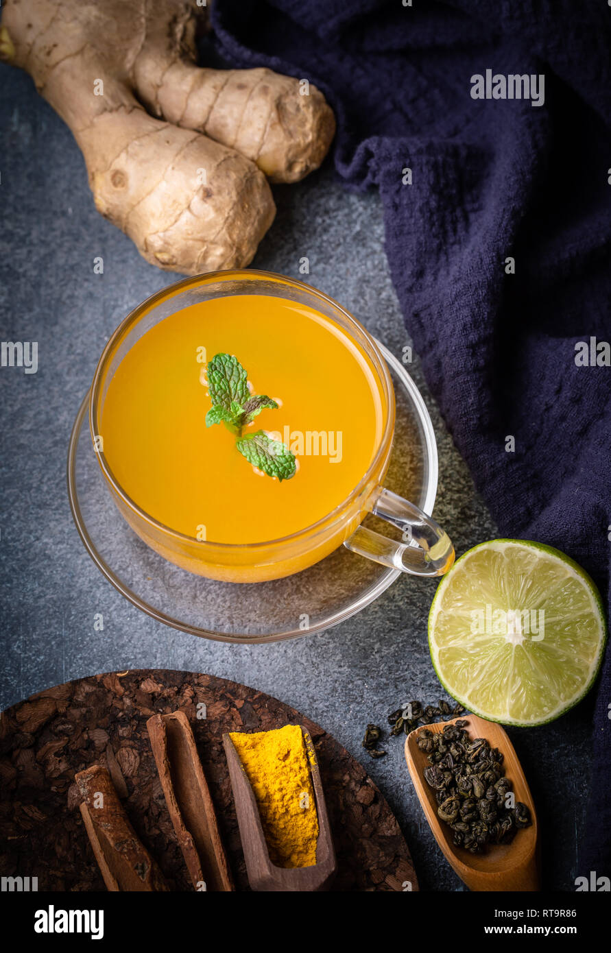 Turmeric tea above Stock Photo Alamy