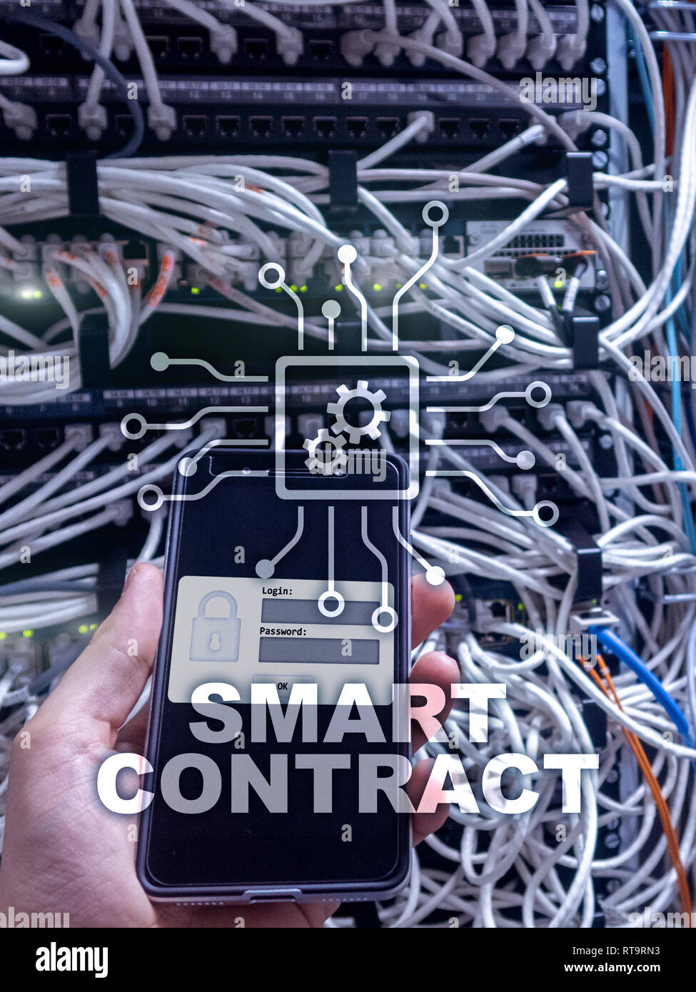 Smart contract, blockchain technology in modern business Stock Photo ...