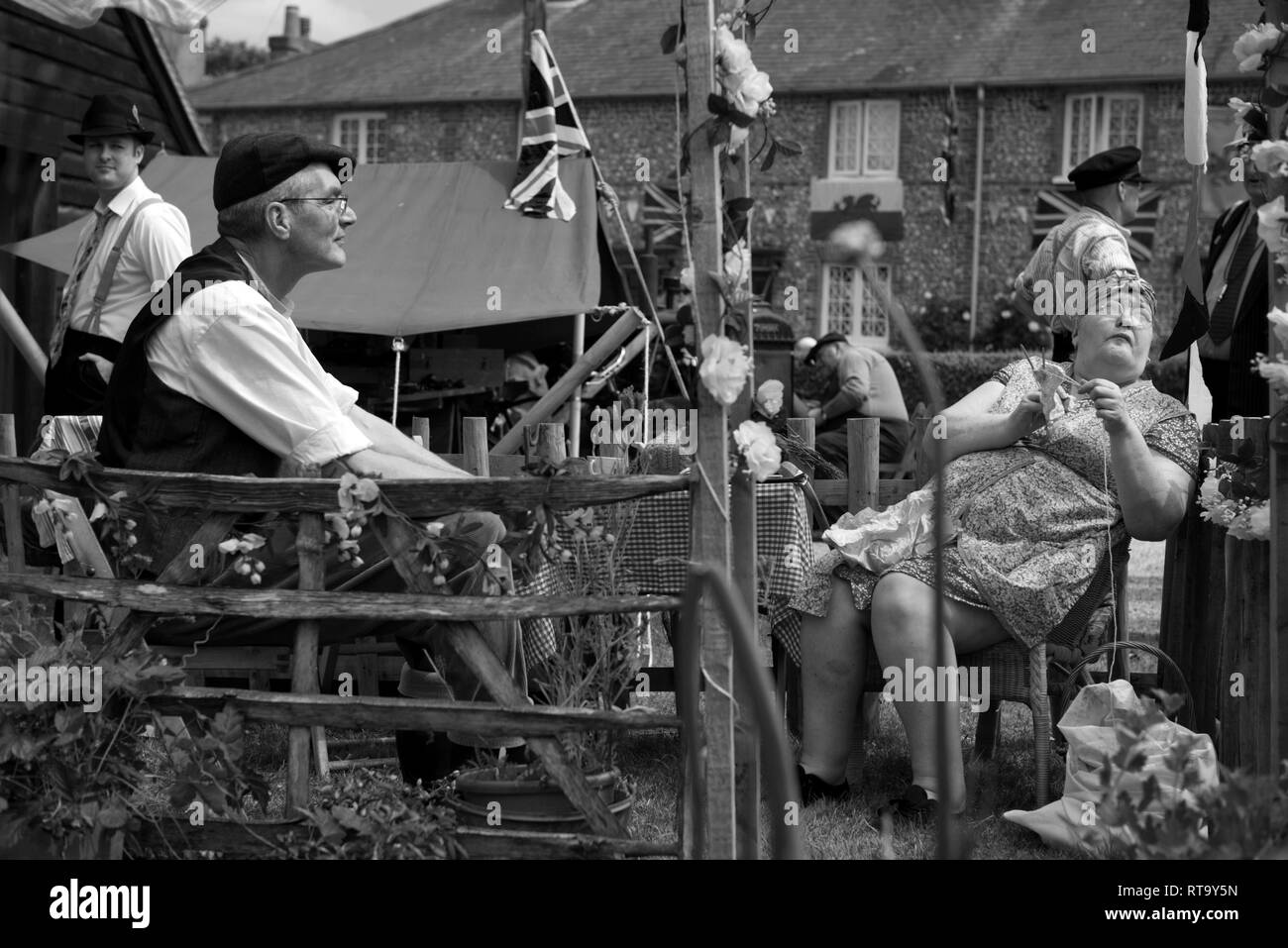 Southwick Village World War II D-Day revival 2018. Village garden scene. Stock Photo