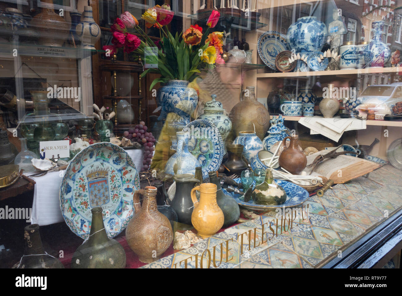 Antiques shop window, Amsterdam, Netherlands Stock Photo Alamy