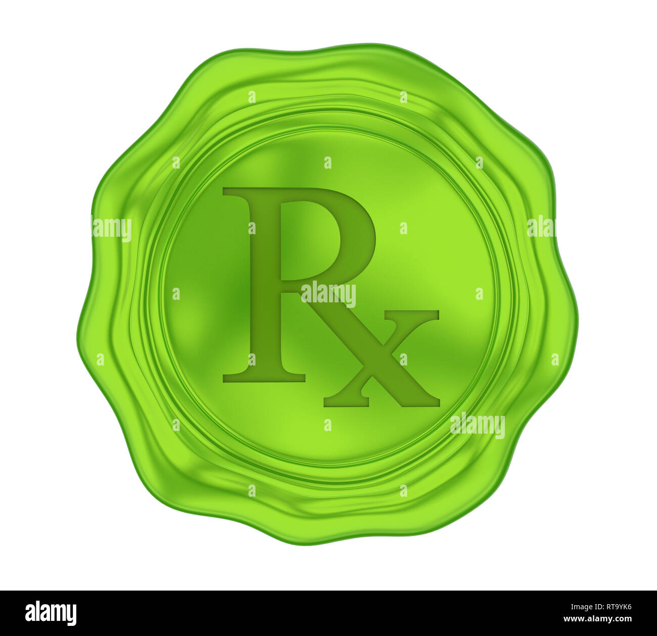 Wax Seal with RX Prescription Medicine Symbol Isolated Stock Photo