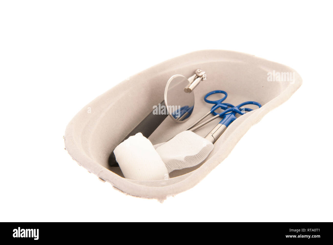 Medical first aid kit in renal pelvis carton box isolated over white ...