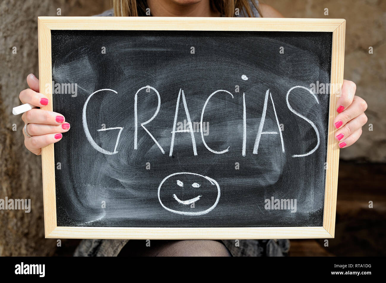 black chalkboard with the word thank you written by hand Stock Photo ...