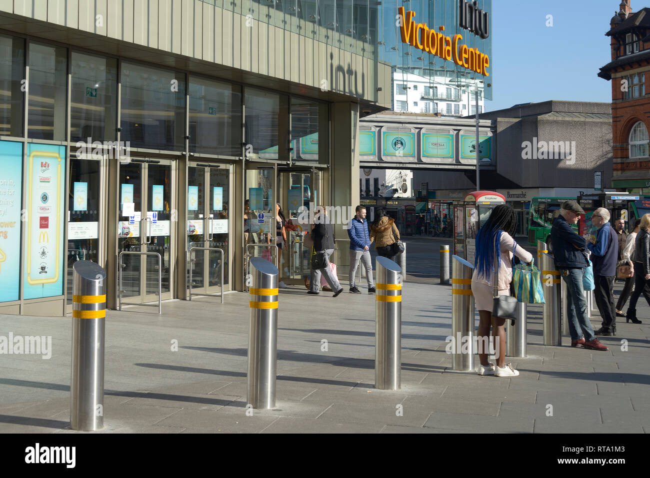 Barriers against terrorism, Victoria Centre, Nottingham. Stock Photo
