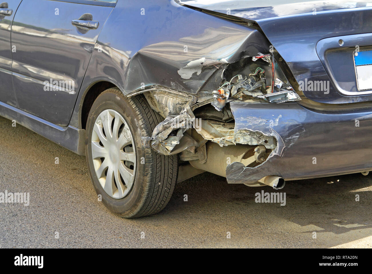 Fender Bender Traffic Accident Rear Car Damage Stock Photo Alamy