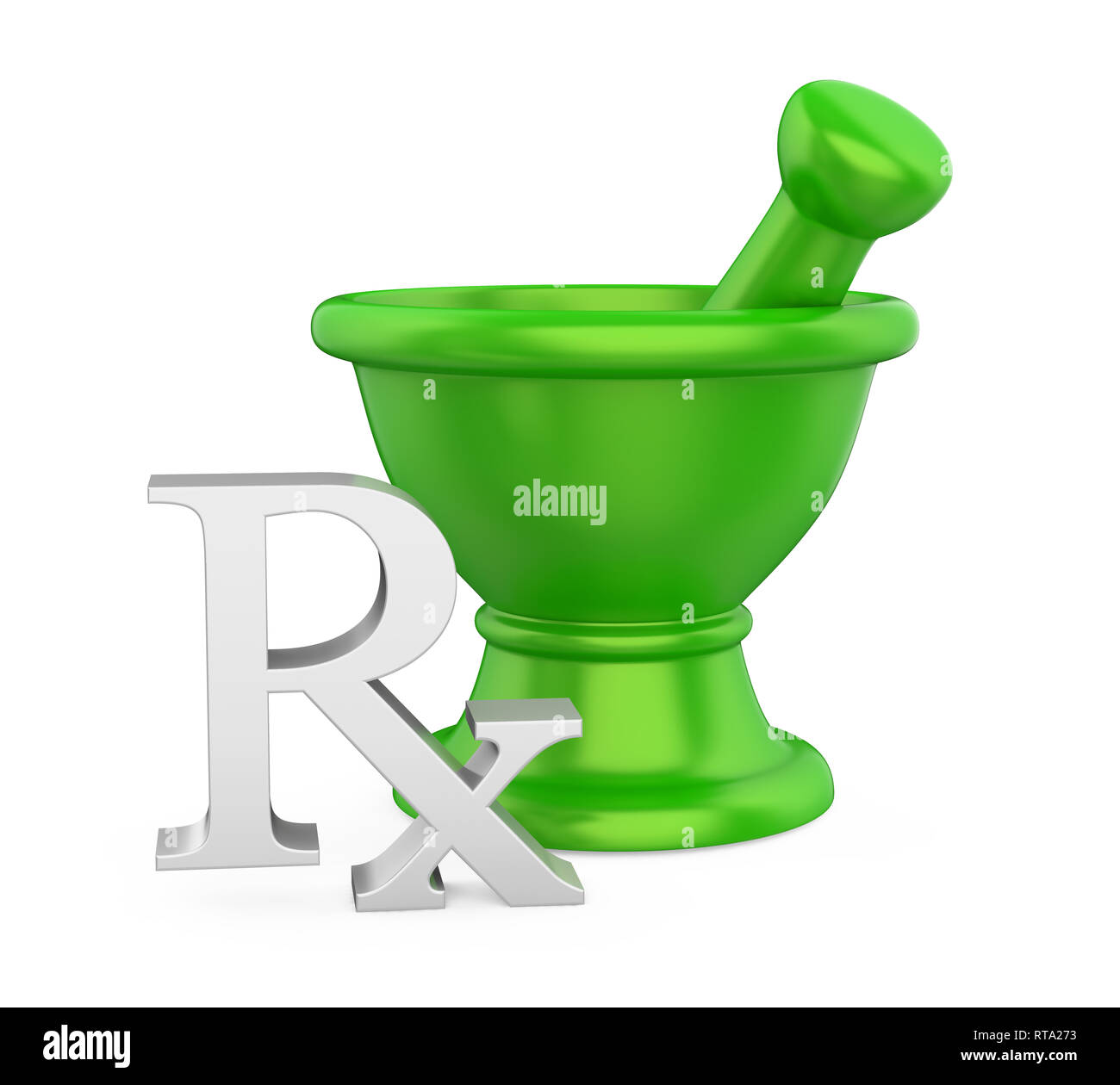 Mortar and Pestle with RX Prescription Medicine Symbol Isolated Stock