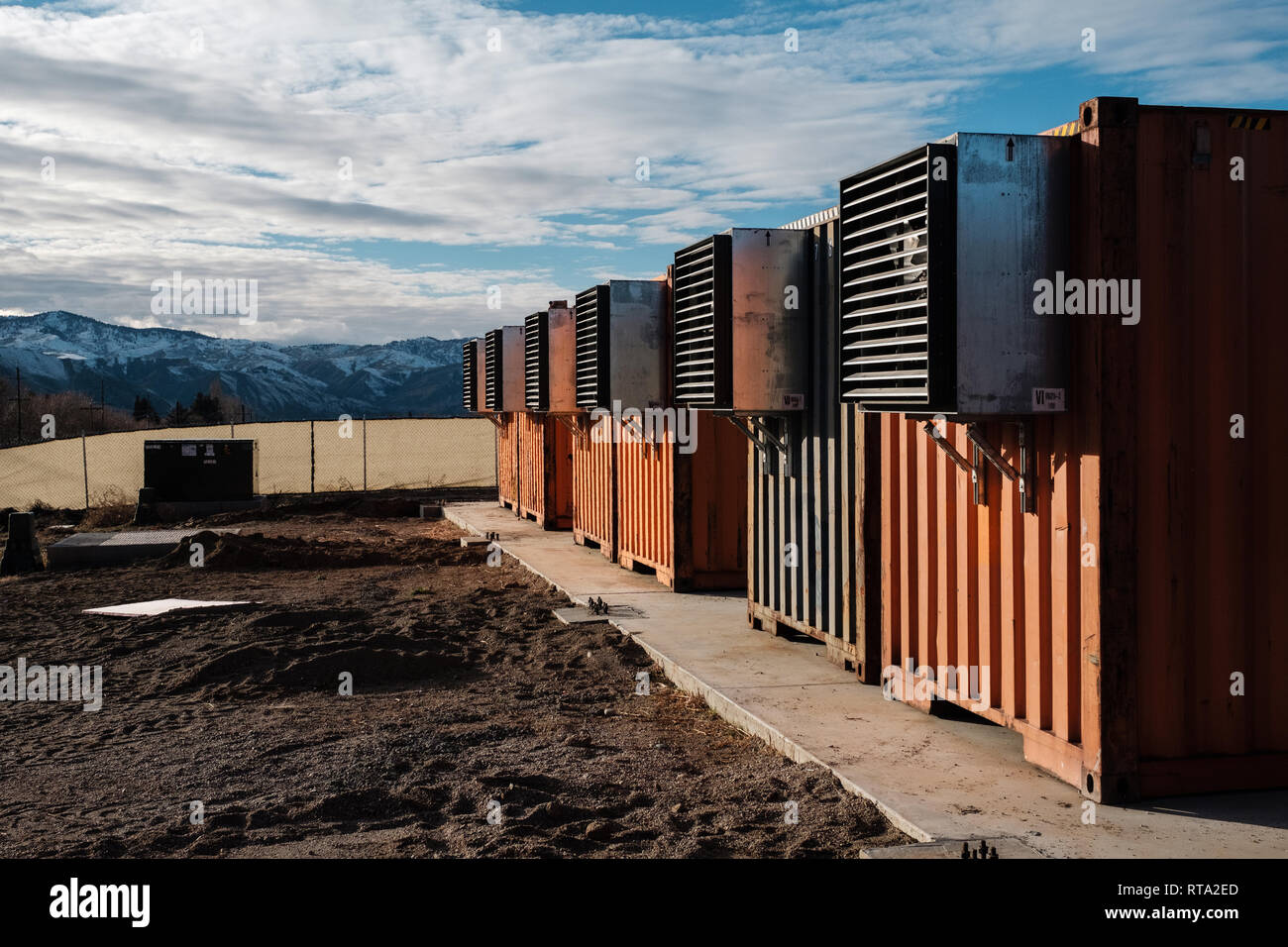 Soon to be coverd by a steel building to aid in esthetics, shipping  containers make for a quick way to setup an industrial bitcoin mining  opperation, or so discovered local contractod Malachi