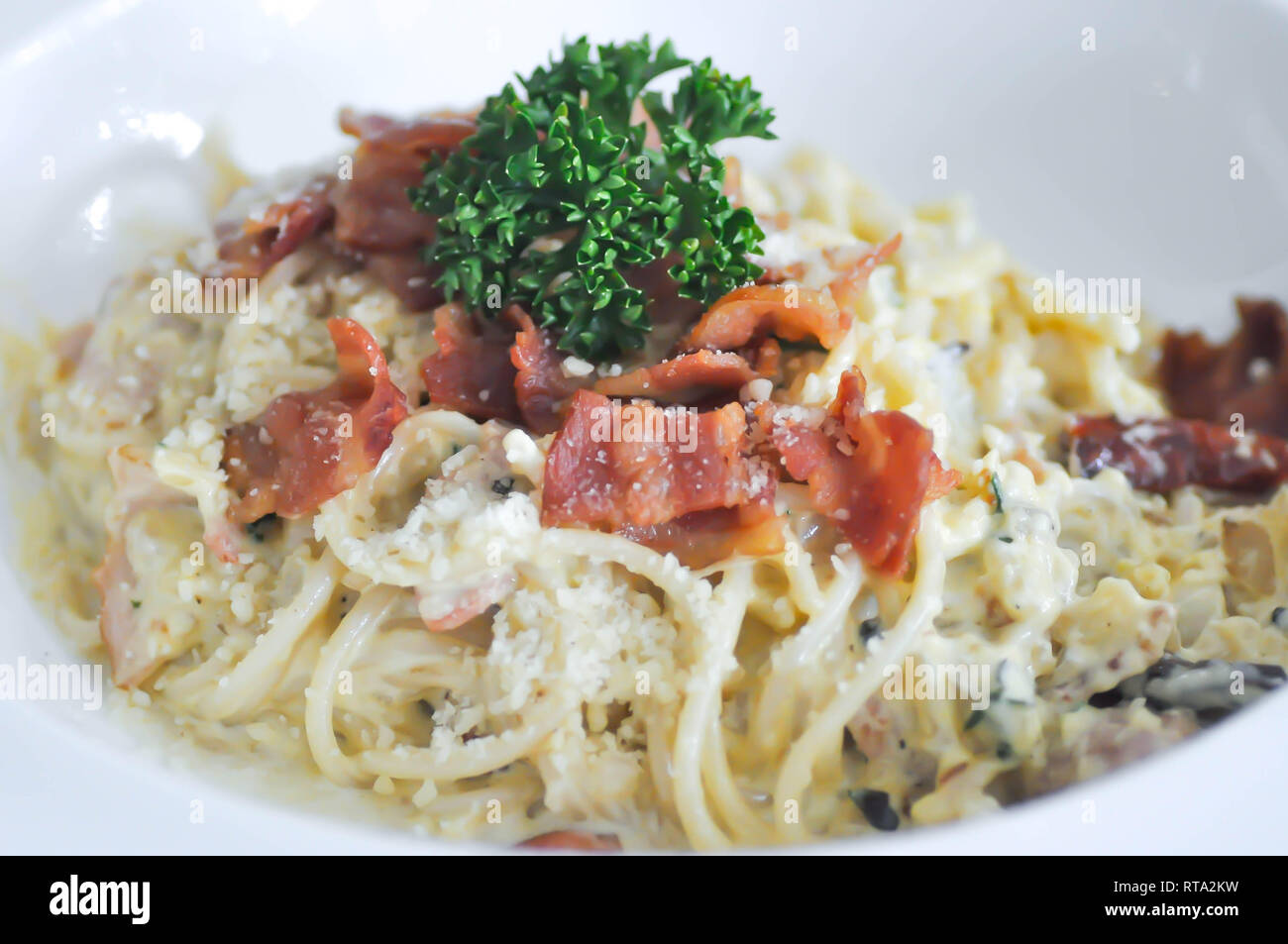 spaghetti or spaghetti carbonara or pasta Stock Photo Alamy