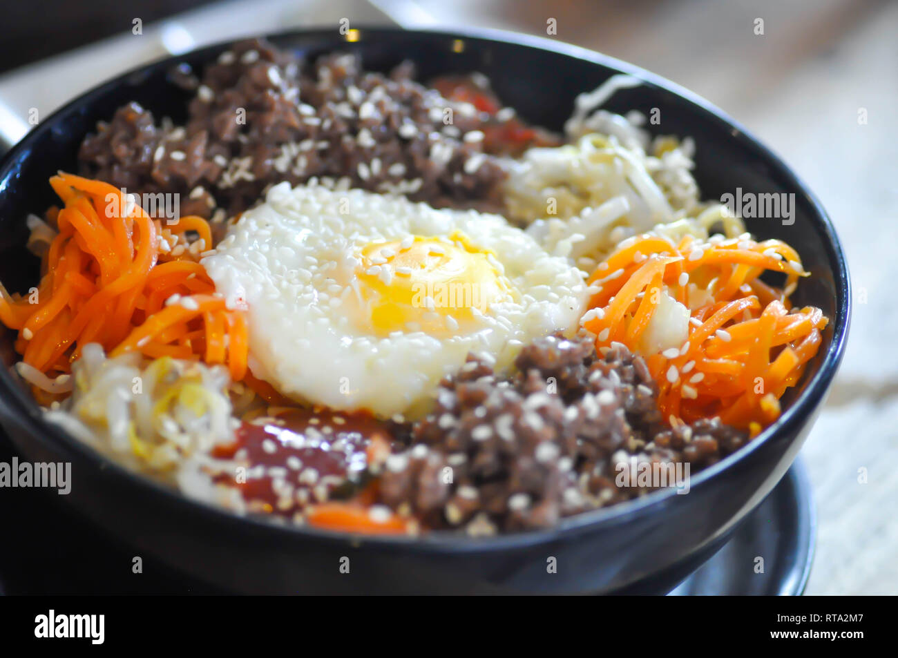 bibimbap or rice with egg and vegetable, Korean food Stock Photo
