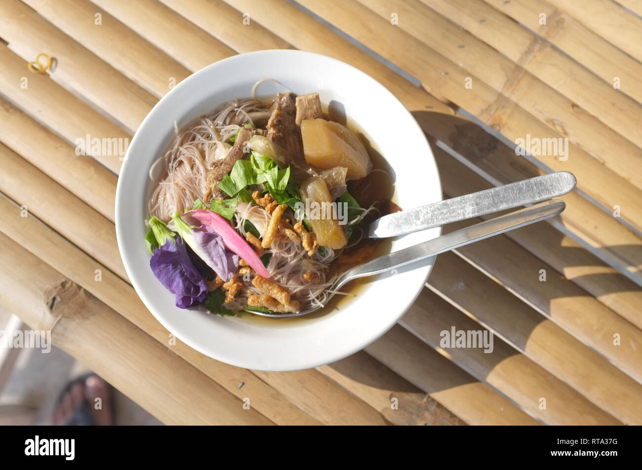 Rice noodle soup with mushroom Stock Photo Alamy