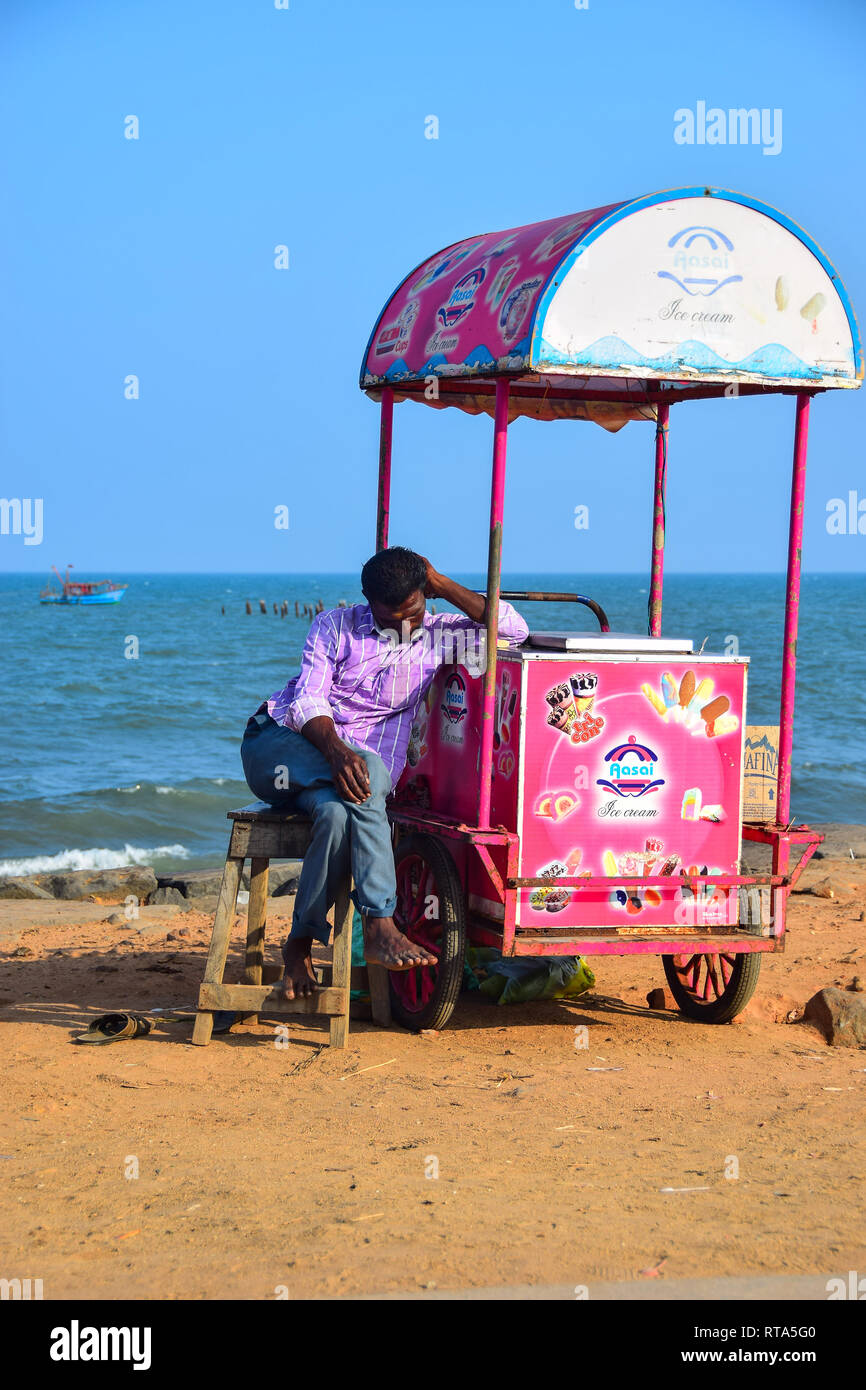 Ice Cream carts,Pondicherry, Puducherry, Tamil Nadu, India Stock Photo