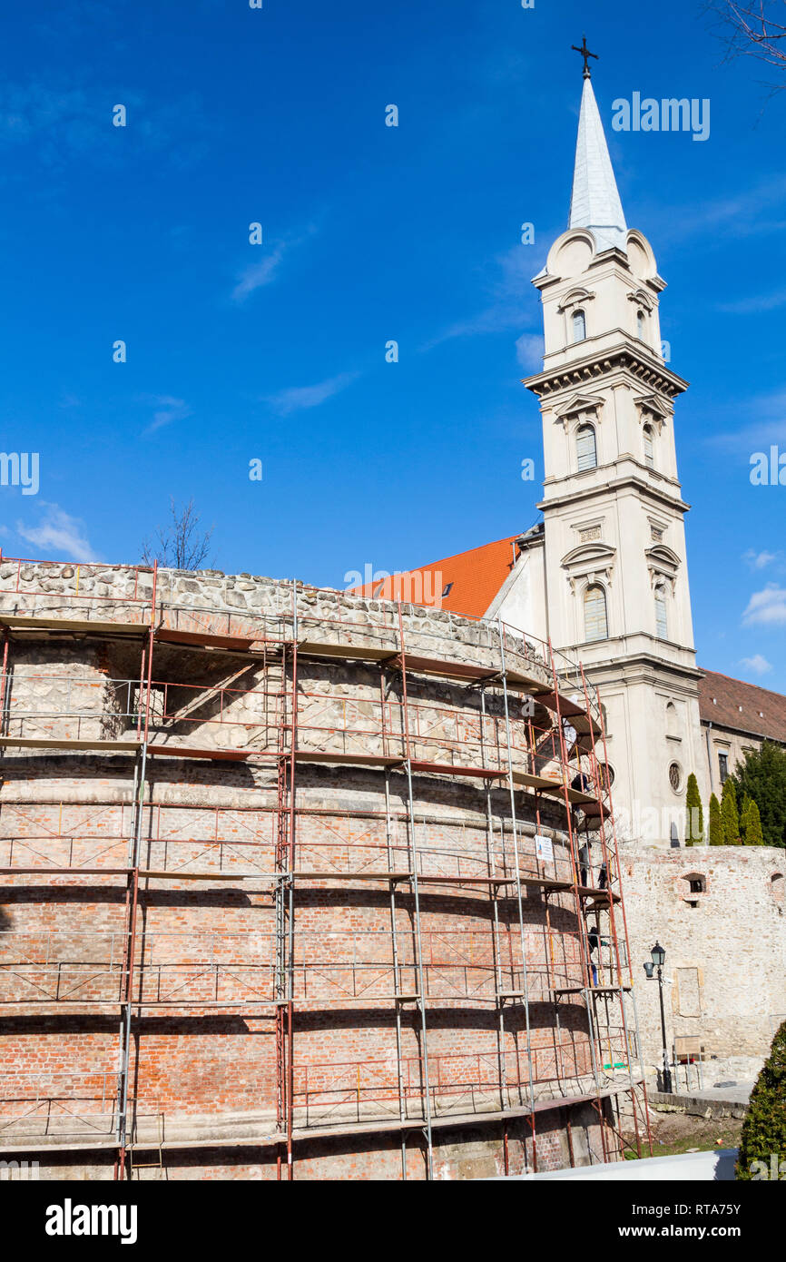 The Great Bastillion (Nagy Rondella) in Sopron, Hungary during renovation, scaffolding Stock Photo