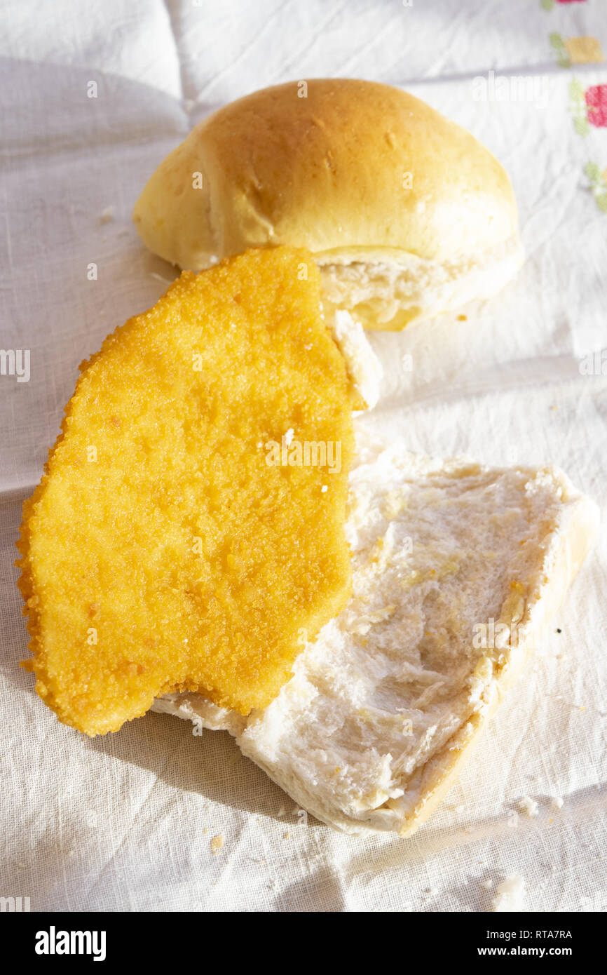 fried breaded chicken cutlet to prepare a sandwich Stock Photo Alamy