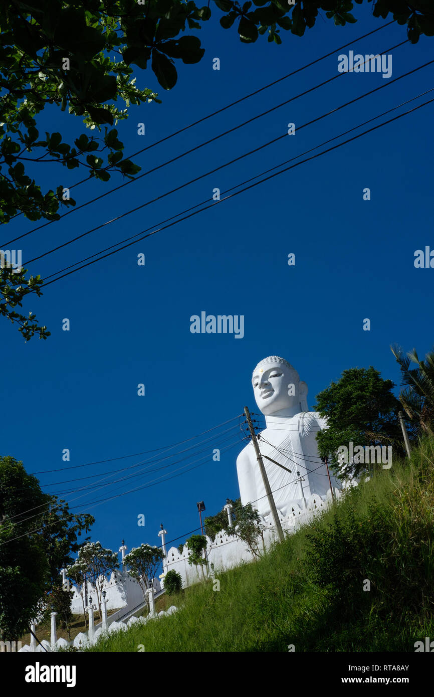 Bahiravokanda Vihara white Buddha in Kandy, Sri Lanka Stock Photo