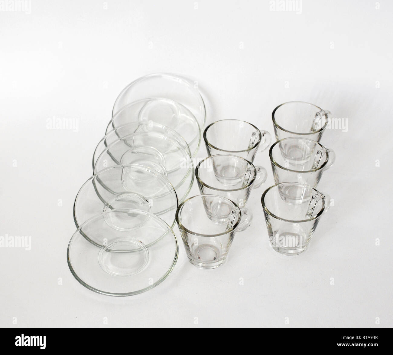 Set of vintage glass coffee mugs Stock Photo Alamy