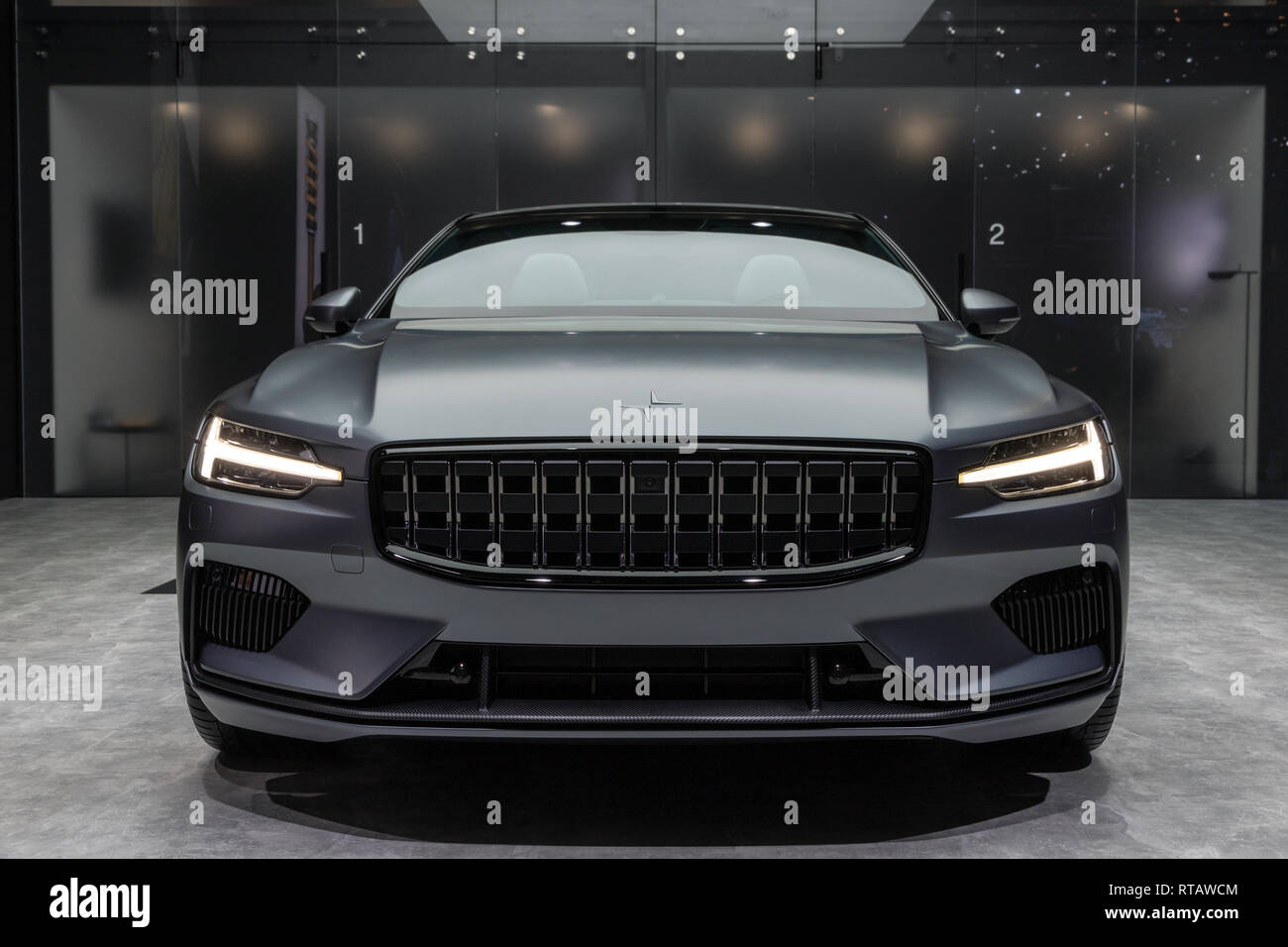 GENEVA, SWITZERLAND - MARCH 7, 2018: Polestar 1 hybrid sports car showcased  at the 88th Geneva International Motor Show Stock Photo - Alamy