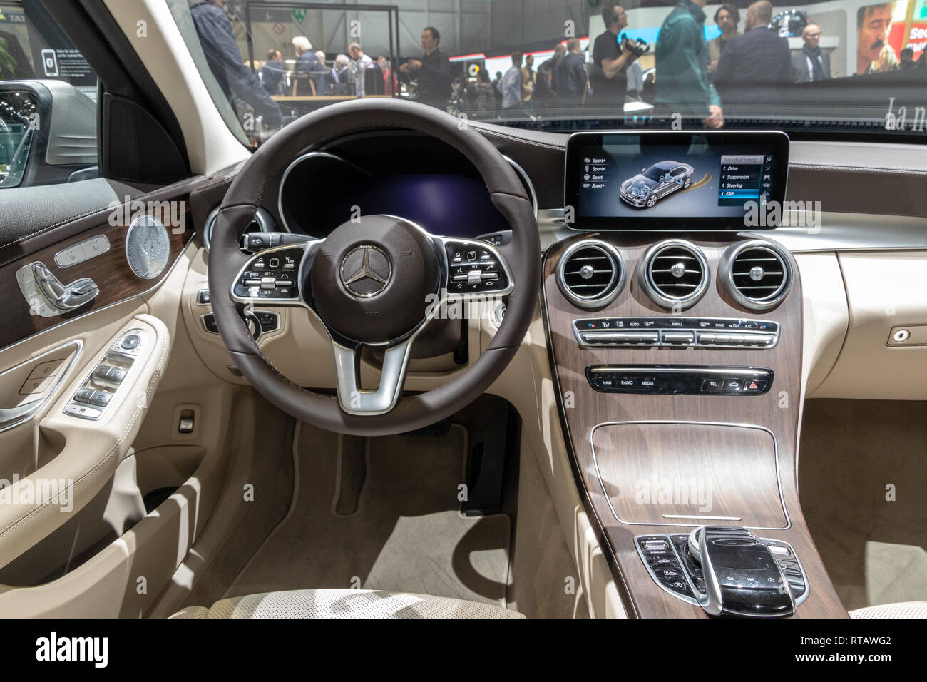 GENEVA, SWITZERLAND - MARCH 7, 2018: Interior view of the New Mercedes-Benz  C-class C200 car presented at the 88th Geneva International Motor Show  Stock Photo - Alamy